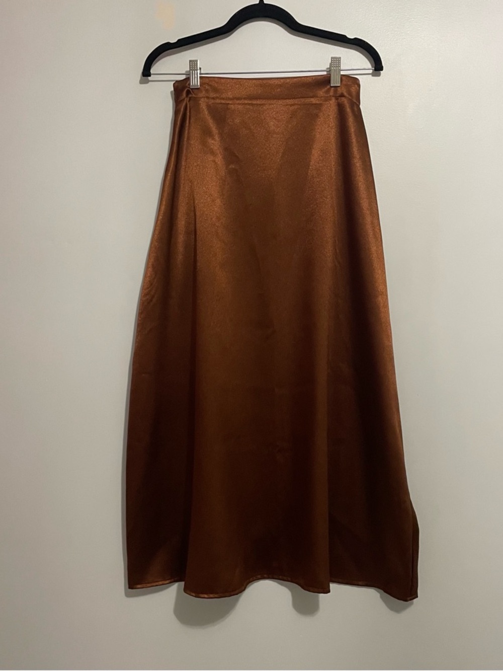 Women's Satin A-Line Maxi Skirt — Copper Brown